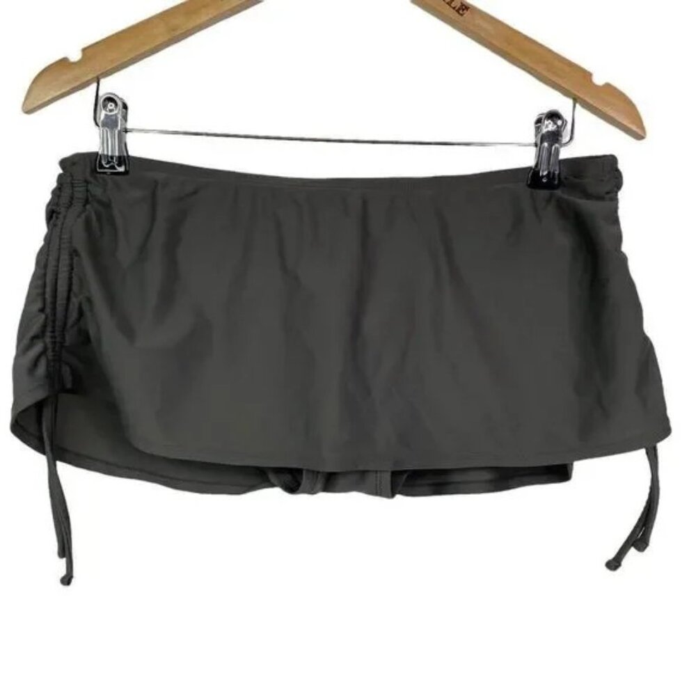 MERONA WOMEN'S GRAY SWIM SKIRT‎ WITH DRAWSTRING RUCHED SIDES SIZE MEDIUM-EUC